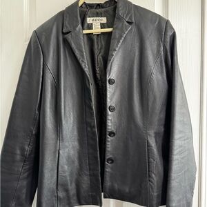 Black Leather Blazer Jacket